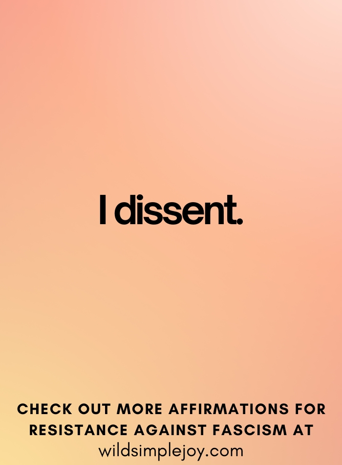 I dissent Affirmations to Resist Fascism