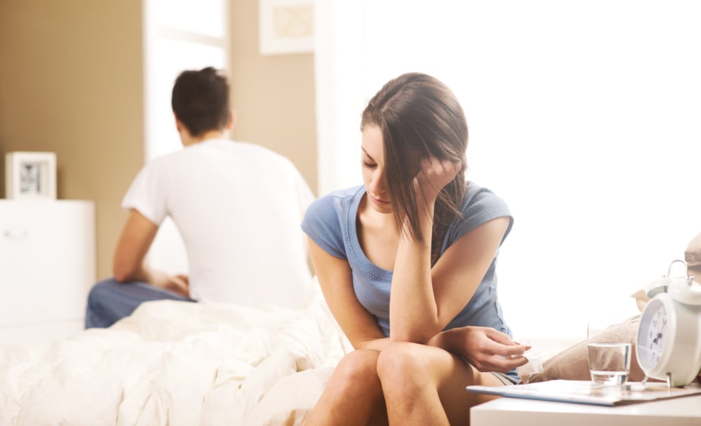Young couple having difficulties communicating after miscarriage.
