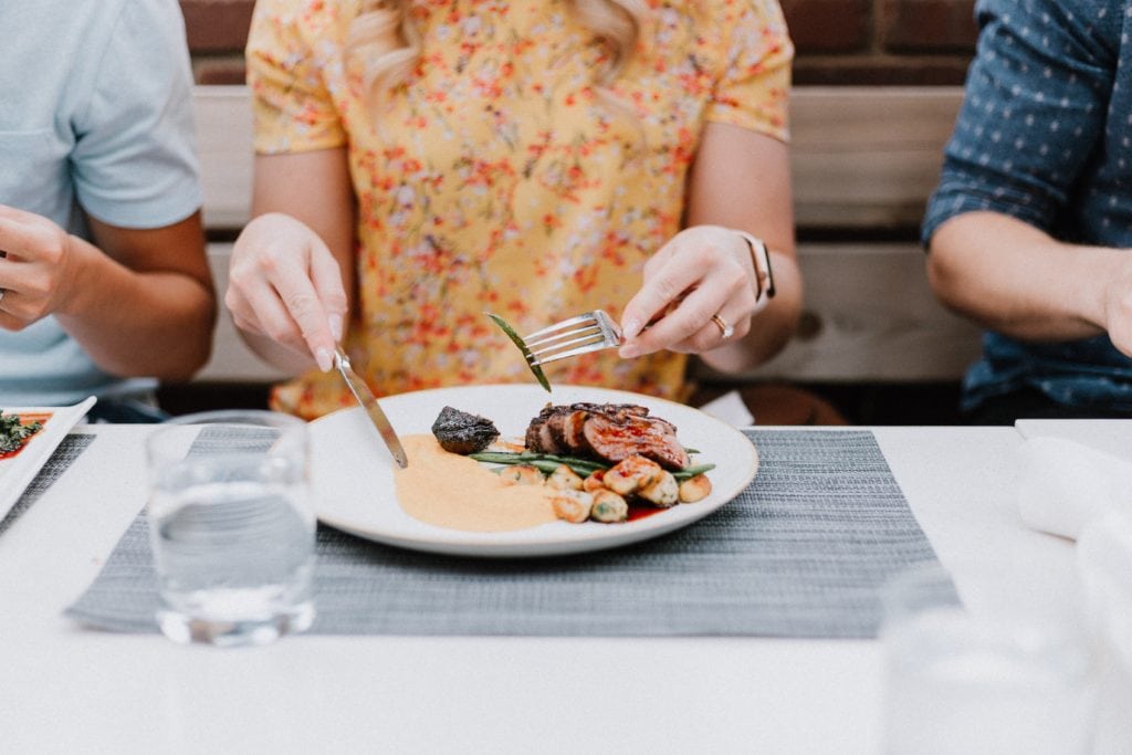 Woman eats healthy.