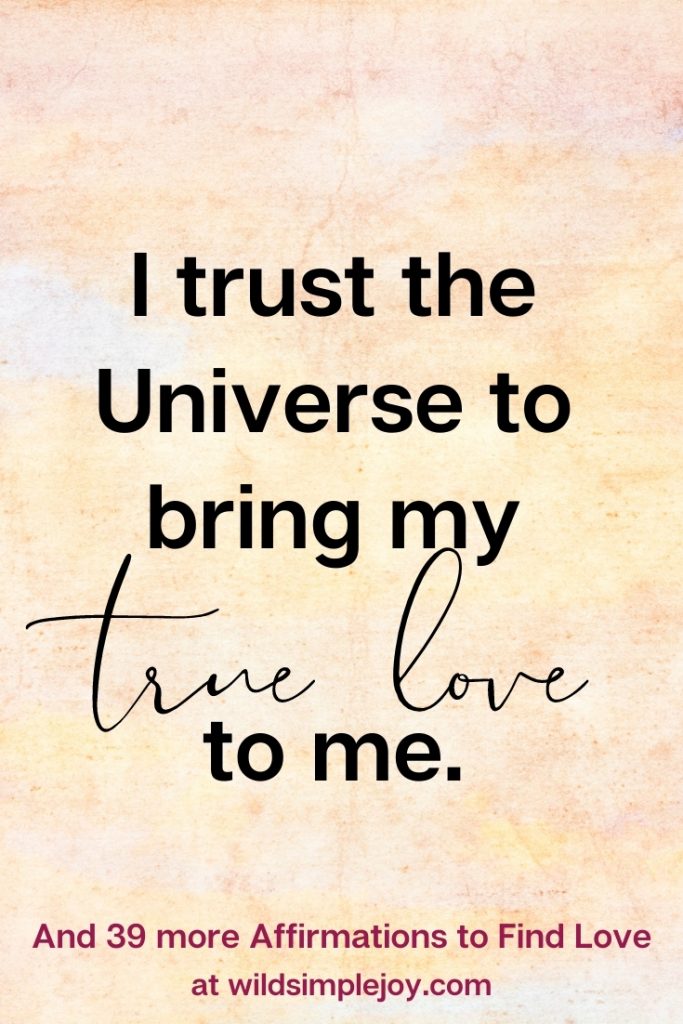 I trust the Universe to bring my true love to me