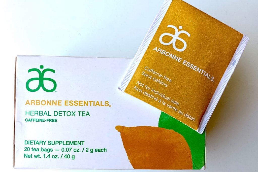 Arbonne Detox Tea Box and Single Use Tea Bag