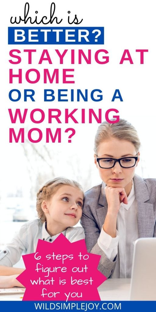 Stay at Home Mom vs. Working mom. Are stay at home moms happier? (Pinterest Image with mother and daughter)