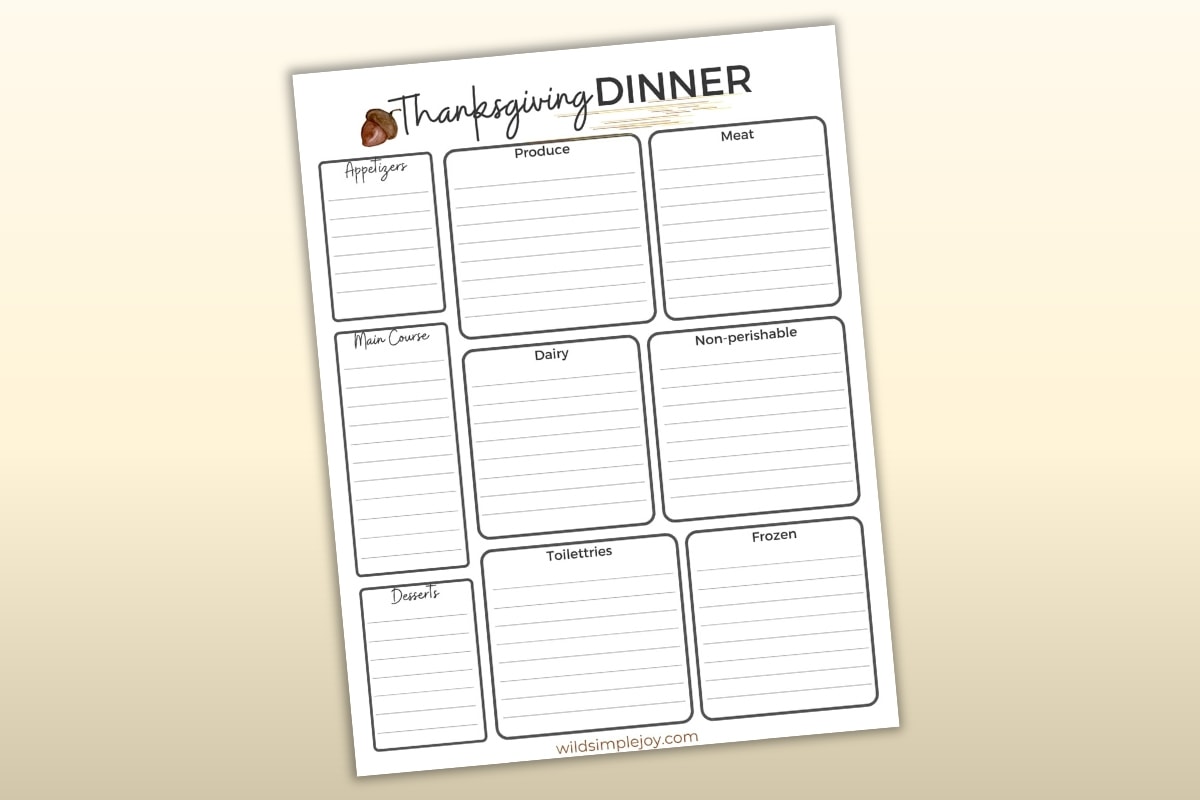 Thanksgiving Dinner Meal Plan & Shopping List Free Printable Download is perfect for Arbonne 30 Days to Healthy Living over Thanksgiving.