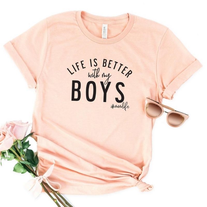 Life is Better With My Boys Mom Graphic Tee Sem Design Clothing