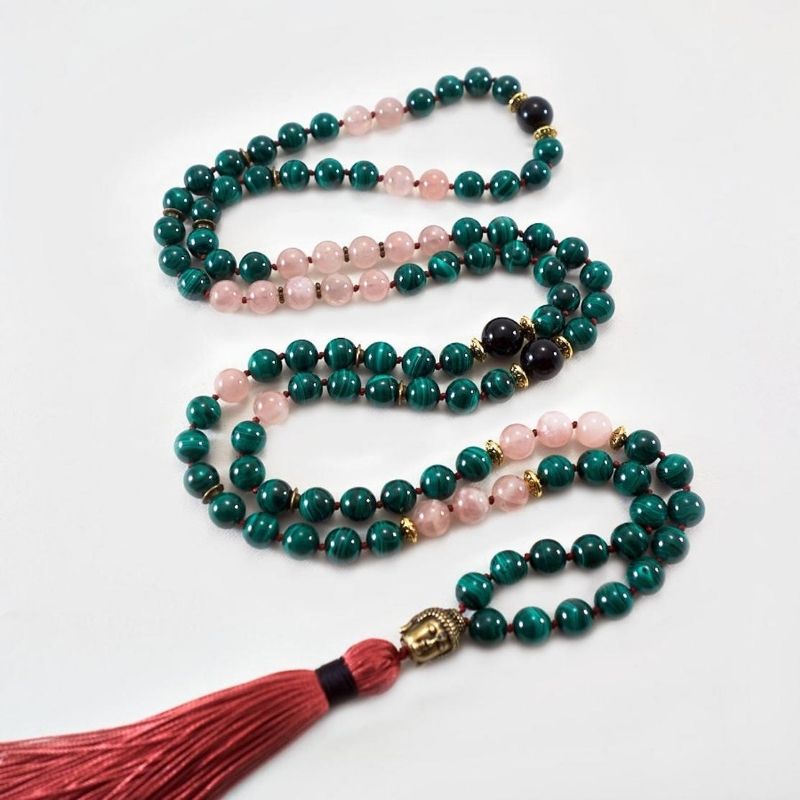 Malachite and Rose Quartz Mala from Eternal Zen Canada