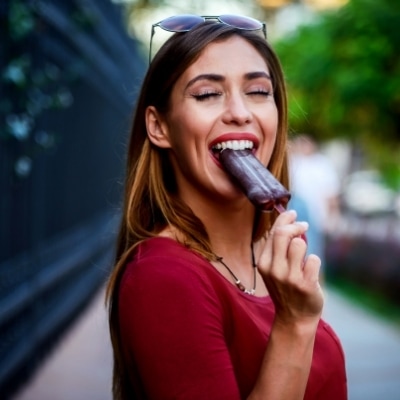 Woman enjoying an ice cream