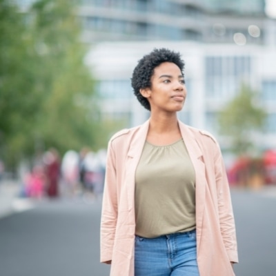 Woman practicing self-care by walking