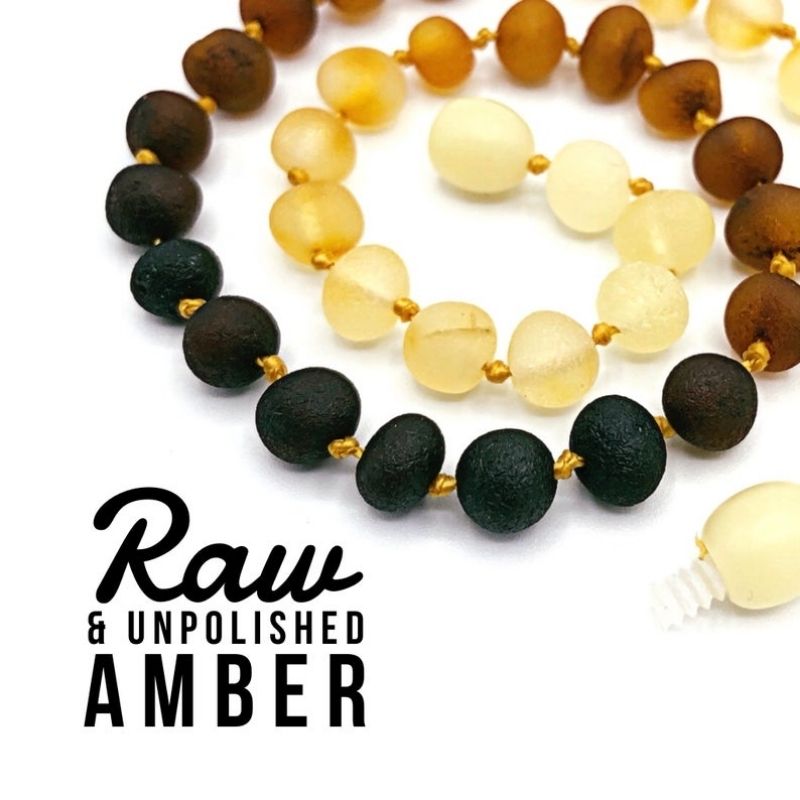 Unpolished Amber Teething Necklace from Lolly Llama Boutique is one of the best gifts for hippie babies