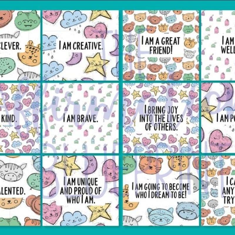 Pack of 40 Printable Younger Children Affirmation cards from Affirmation Blueprint
