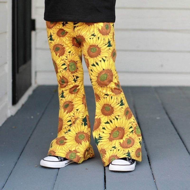 Best Hippie Baby Gifts: Hippie Sunflower Baby Girl Floral Bell Bottoms from Hip Mango