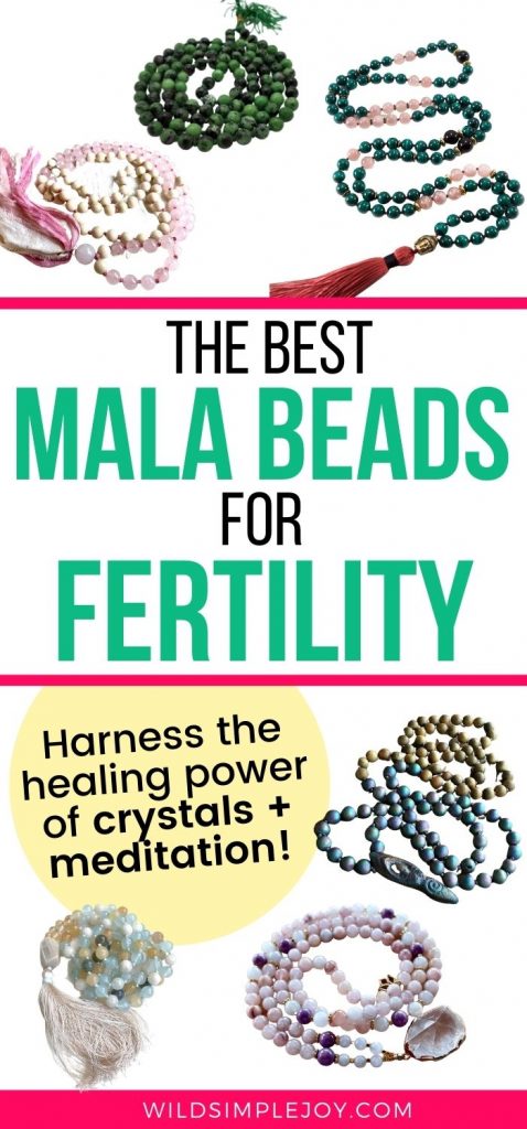 The Best Mala Beads for Fertility: Harness the healing power of crystals plus meditation! (Pinterest Image)