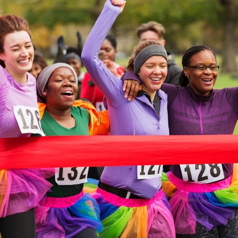 Women supporting women: find things to accomplish together, like running a 5K.