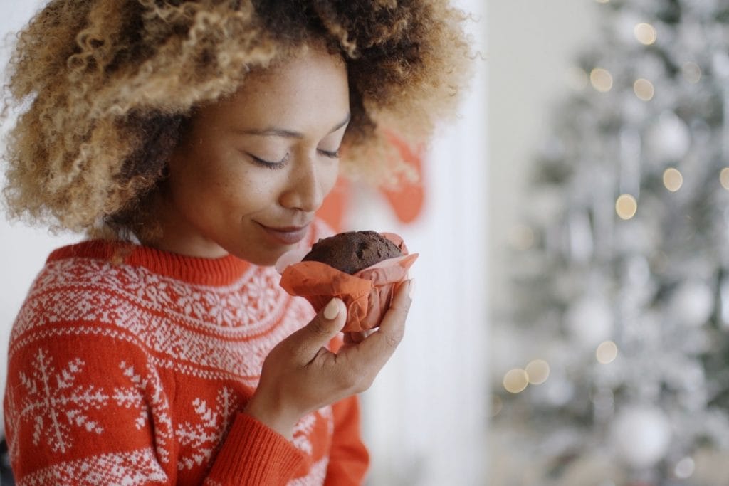 Woman struggling to survive christmas on a diet