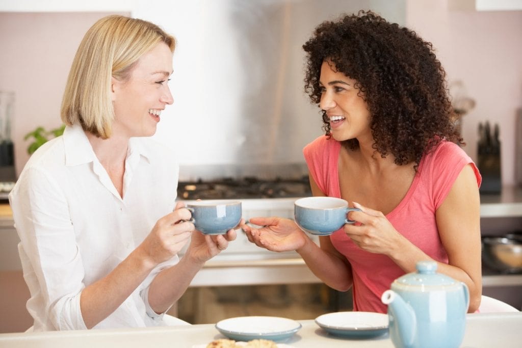 Woman talking is practicing how to meet someone where they are