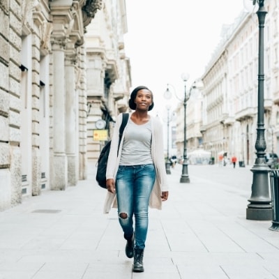 Woman walking to increase her self confidence