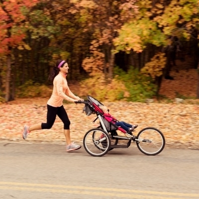 Overwhelmed moms could exercise outside every day to relieve stress and stay strong