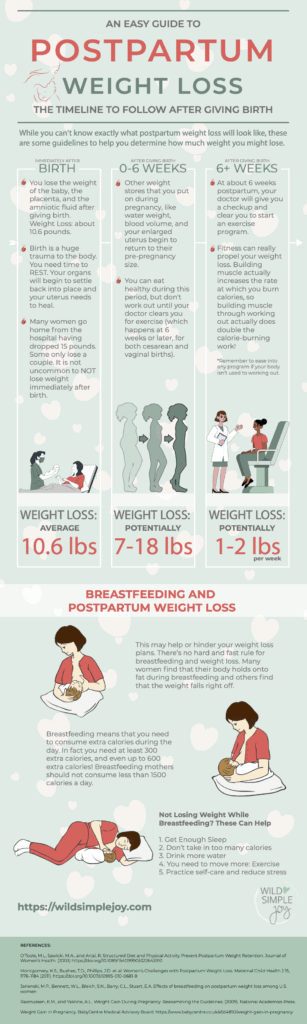 Postpartum Weight Loss Timeline Infographic from Wild Simple Joy