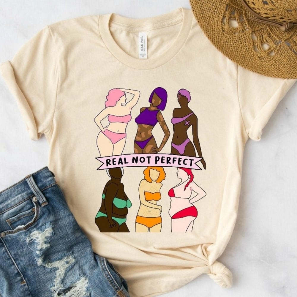 Real not perfect feminist tee from Better Days Ahead. Best Gifts for Feminists.