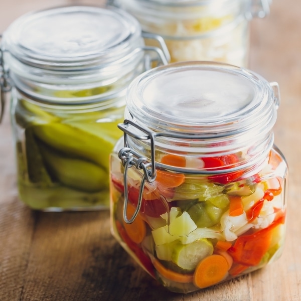 Pickled Veggies that you would find on a charcuterie board are some healthy holiday foods
