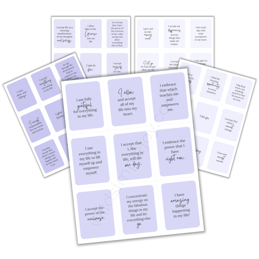 Printable Affirmation Cards for Acceptance mockup