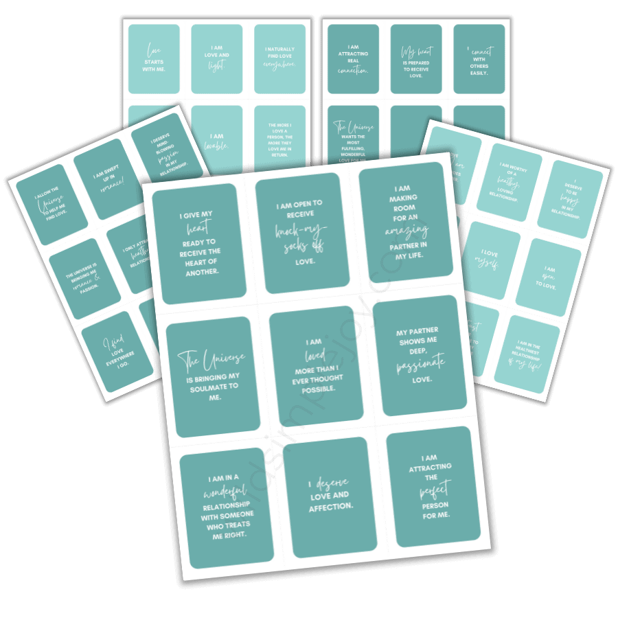 Printable Affirmation Cards for Attracting Love and Romance mockup