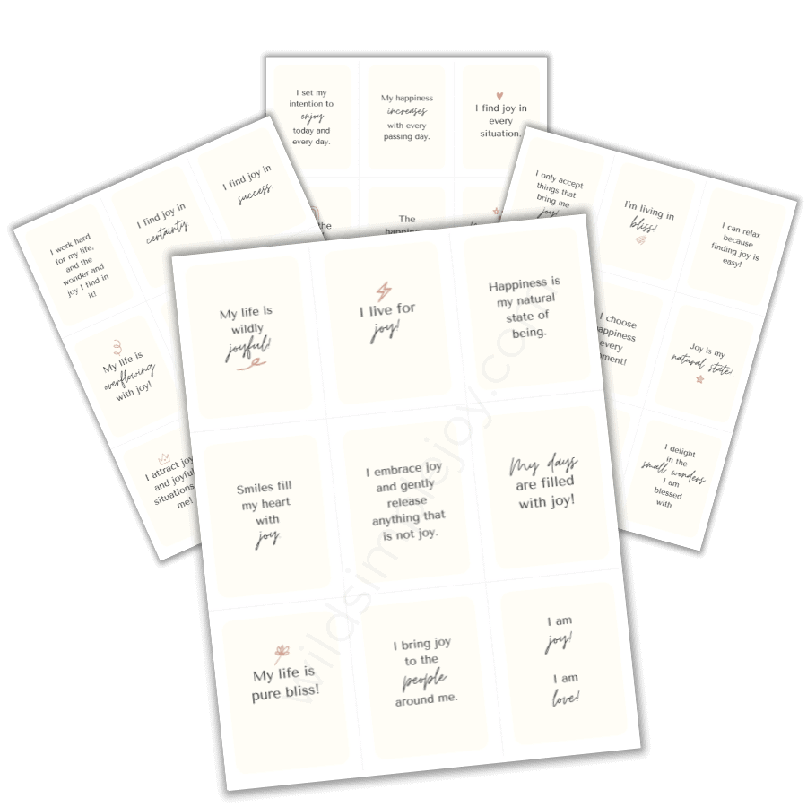 Printable Affirmation Cards for Joy mockup