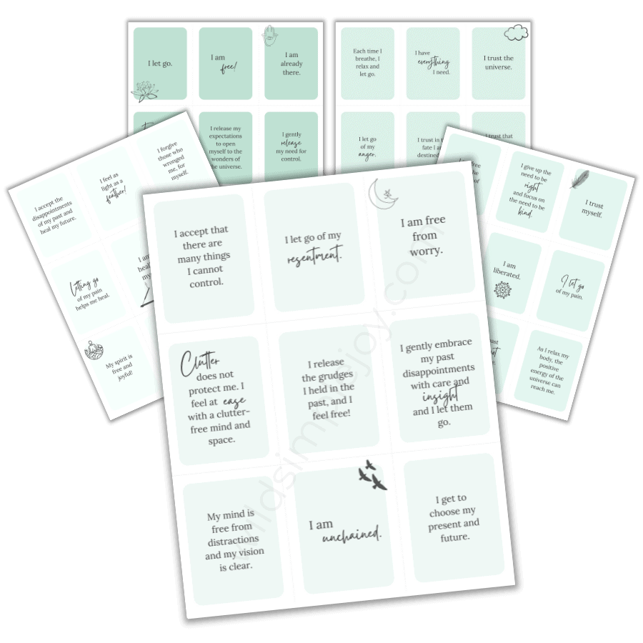 Printable Affirmation Cards for Letting Go mockup