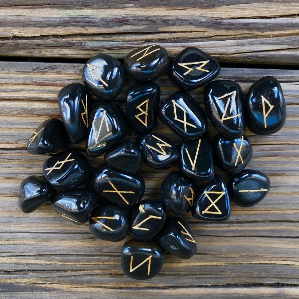 Obsidian Rune Stone Set from Connect Co on Etsy