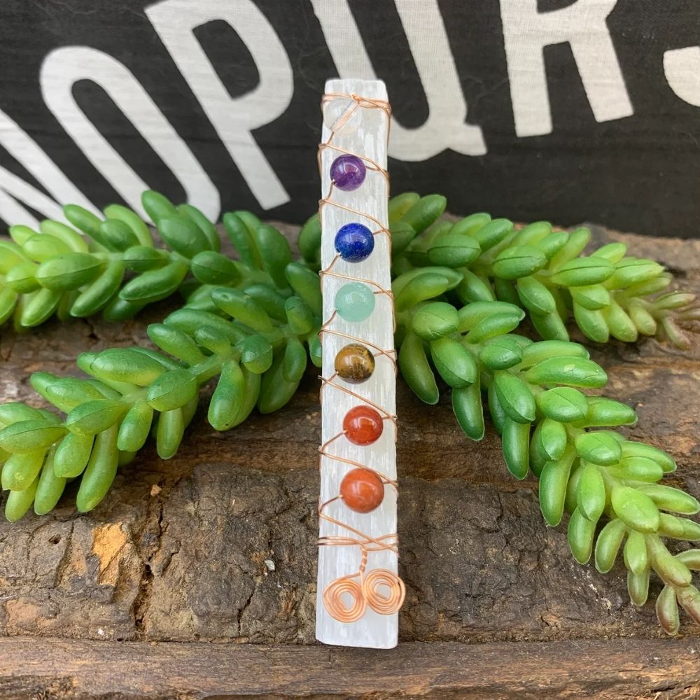 Mini Chakra Wand with Selenite from Earths Altar