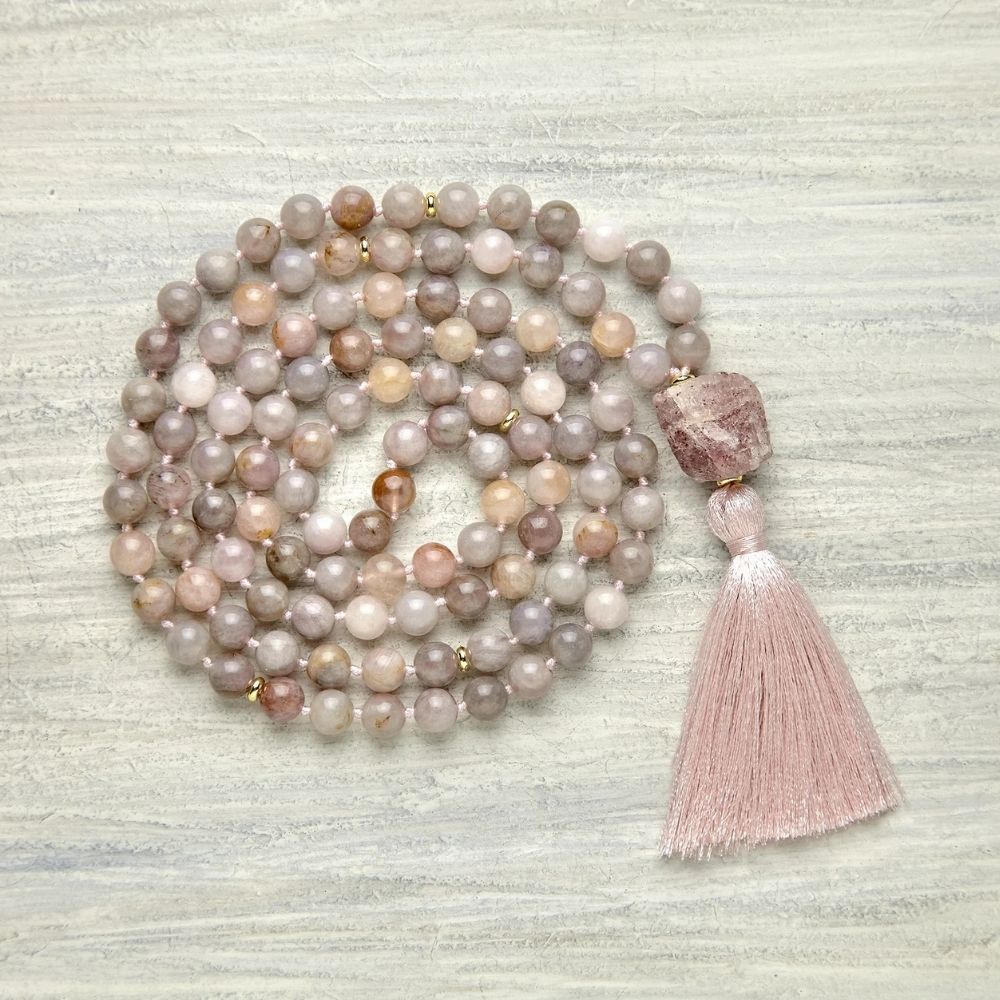 Rose Quartz Mala Beads Necklace from Hot Seasons Gifts for Spiritual Healing