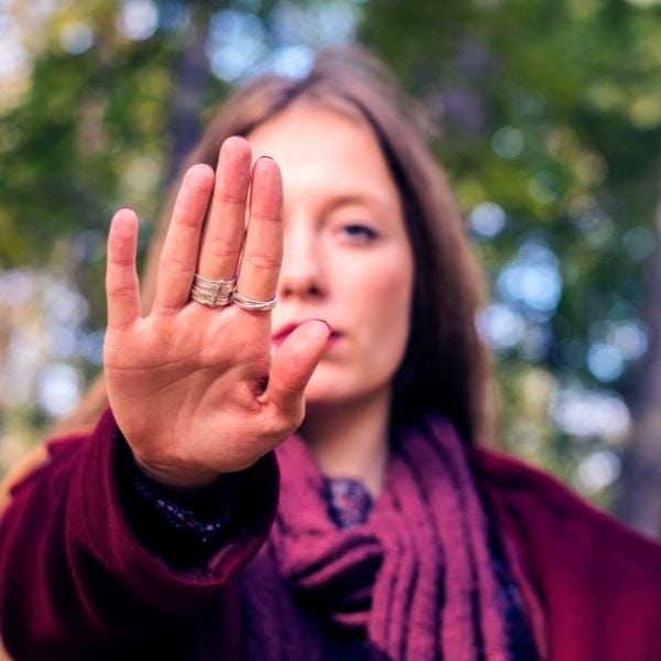 Woman setting boundaries and saying NO