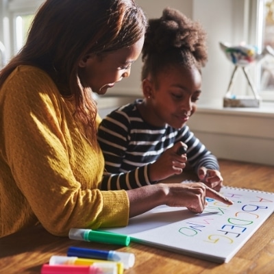 Woman spending time with her child individually