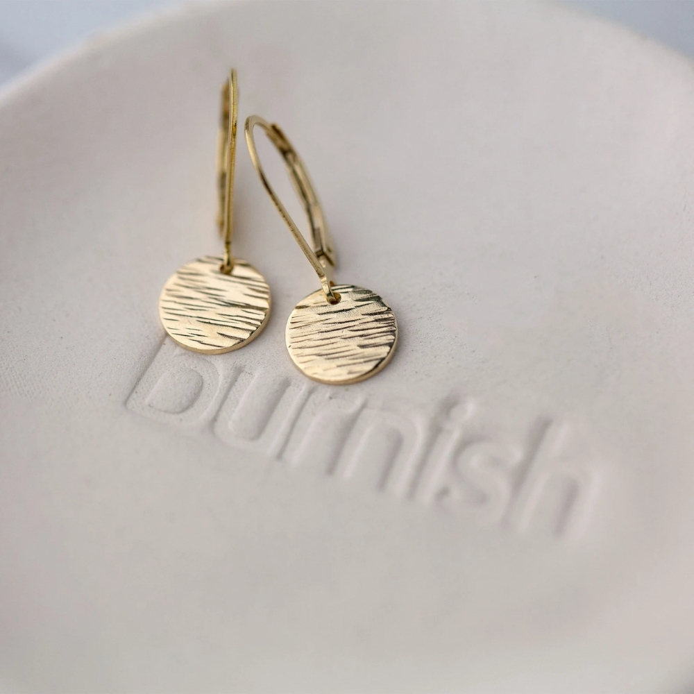 Textured Disc Lever-back Earrings from Burnish