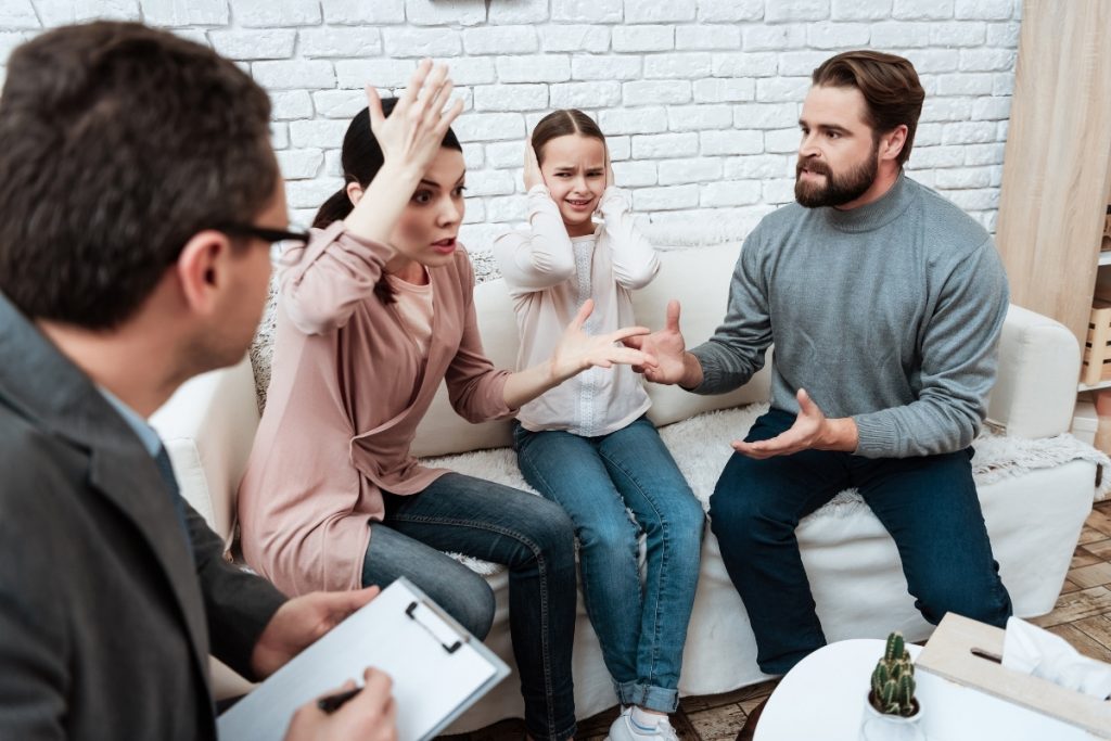 Woman upset in therapist's office should use affirmations for anger