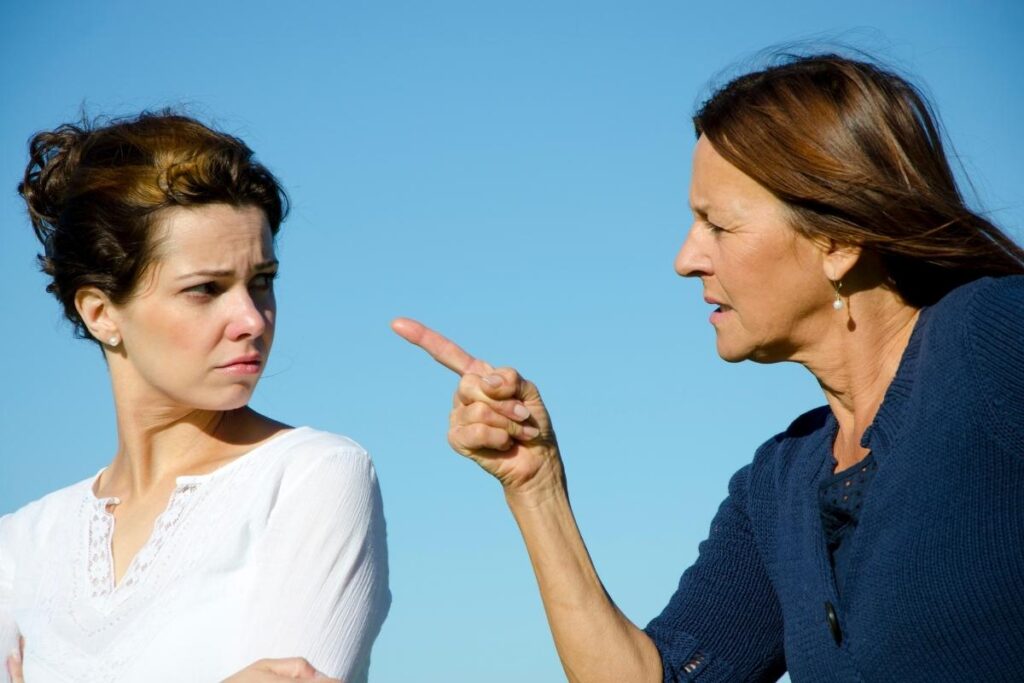 Buddhism and Toxic Parents, how do we deal with them? Mother scolding her grown daughter