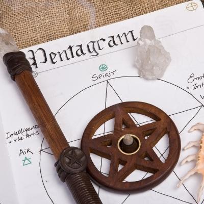 Pentagram in a grimoire Wiccan journal