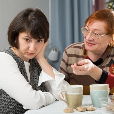 Woman whose mother is using toxic positivity as a tool to manipulate her