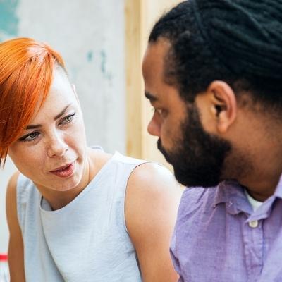 Couple talking about serious matters