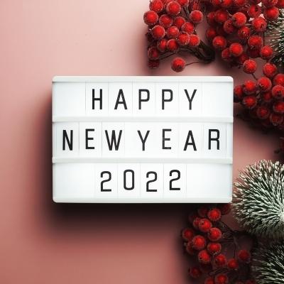 Sign that says Happy New Year 2022