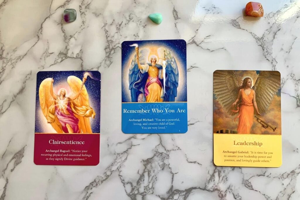 3 sample cards from Doreen Virtue's Archangel Deck