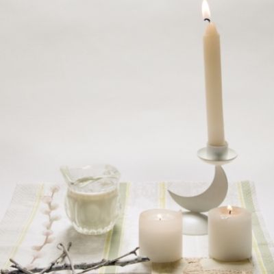 White witch candles and altar space