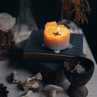 Candle on a witch's altar