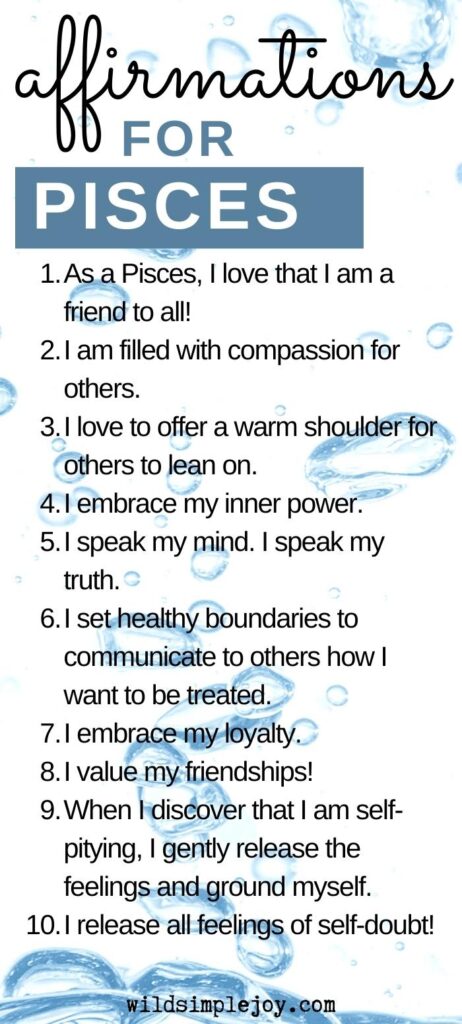 Affirmations for Pisces (Vertical Pinterest Image)