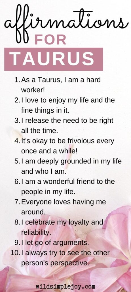 Affirmations for Taurus (Vertical Pinterest Image)