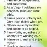 Affirmations for Virgos, 10 affirmations list, Vertical Pinterest Image