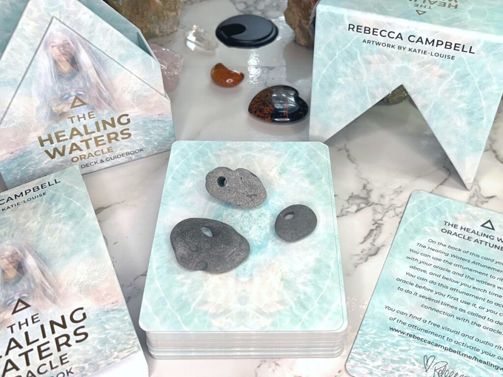 Healing Waters Oracle Deck components by Rebecca Campbell