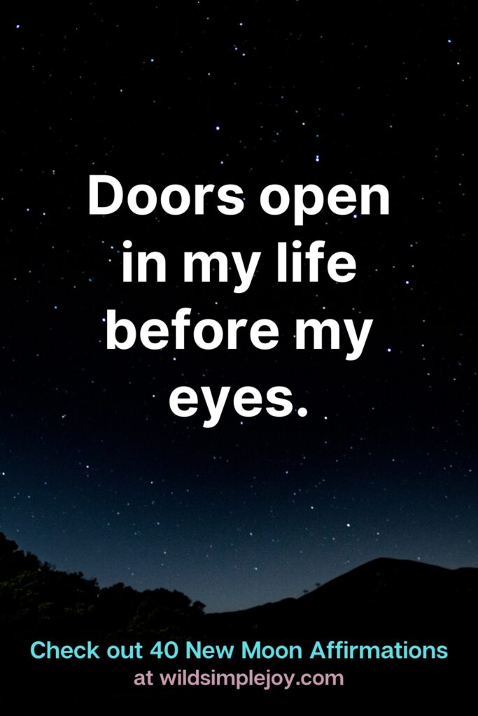Doors open in my ife before my eyes. Check out 40 New Moon Affirmations at Wild Simple Joy