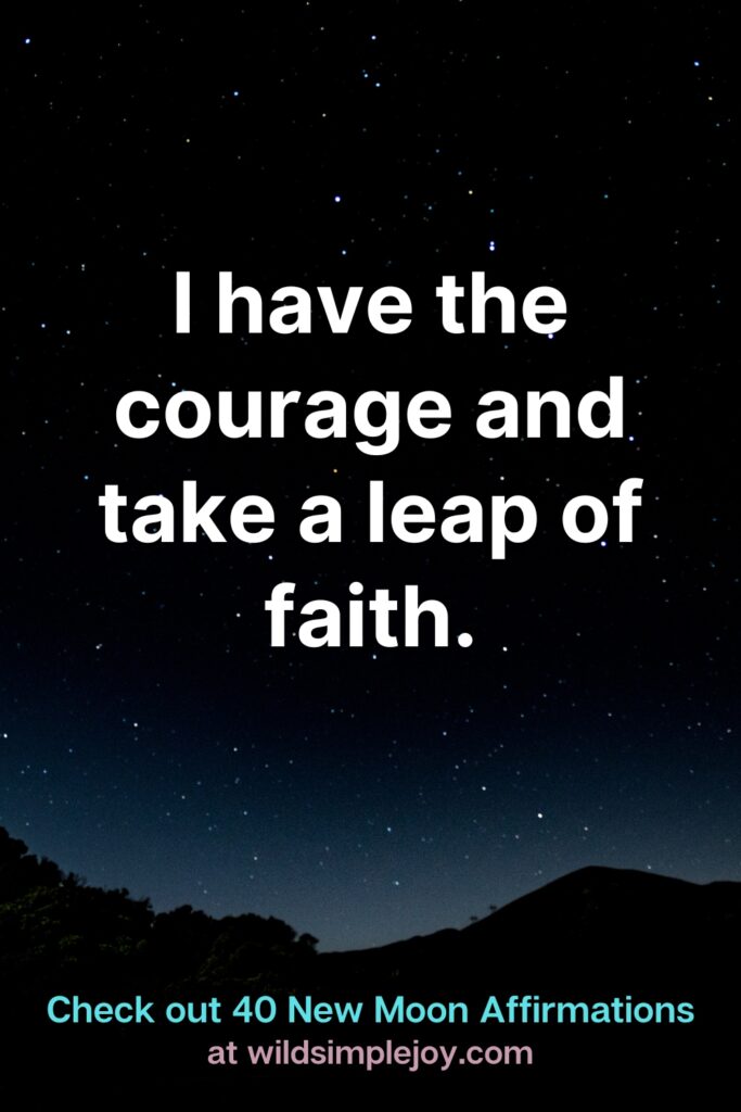 I have the courage nad take a leap of faith! Check out 40 New Moon Affirmations at Wild Simple Joy