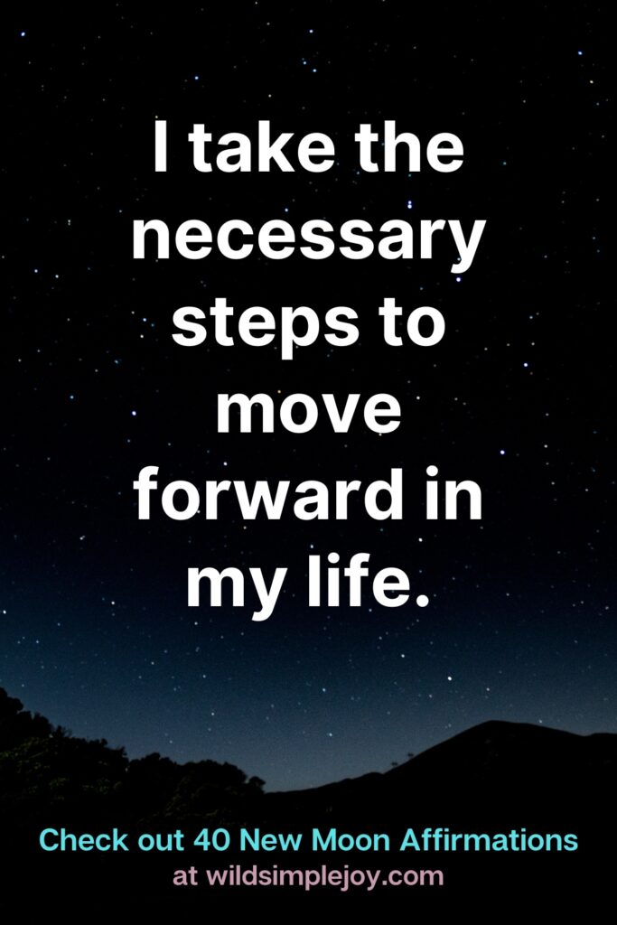 I take the necessary steps to move forward in my life. Check out 40 New Moon Affirmations at Wild Simple Joy