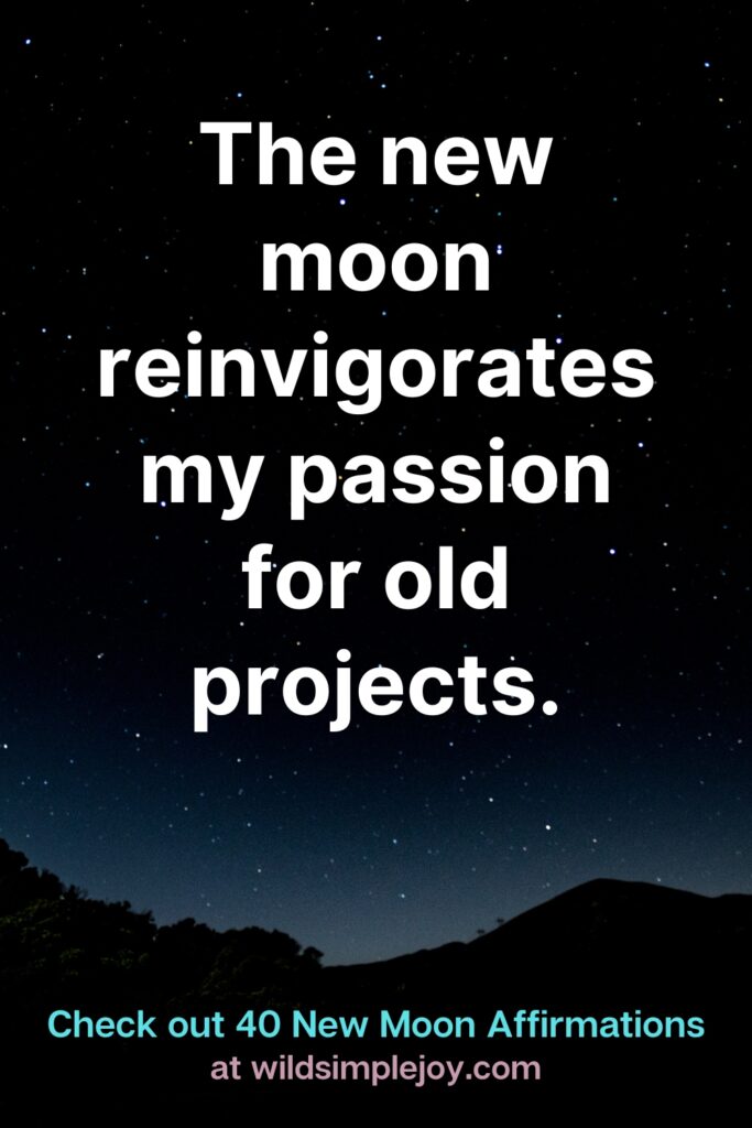The new moon reinvigorates my passion for old projects. Check out 40 New Moon Affirmations at Wild Simple Joy